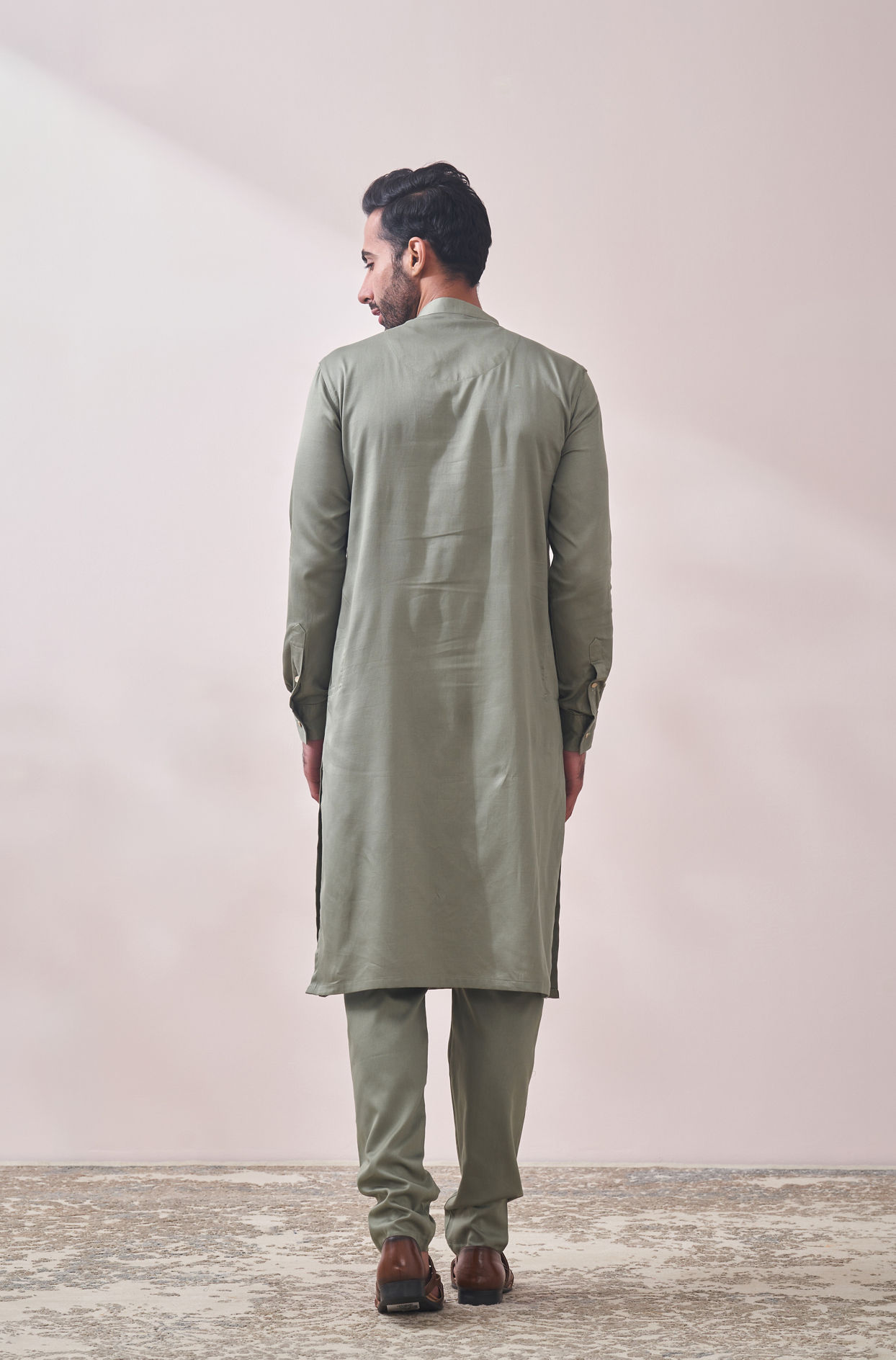 Manyavar Men Moss Green Kurta Set