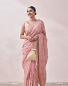 Mohey Women Peach Embroidered Saree