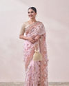 alt message - Mohey Women Light Pink Floral Embroidered Saree image number 0