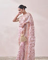 Mohey Women Light Pink Floral Embroidered Saree
