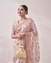 alt message - Mohey Women Light Cream Embroidered Saree image number 1