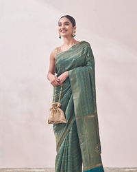 Mohey Women Teal Blue Patterned Saree