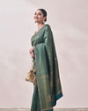 Mohey Women Teal Blue Patterned Saree