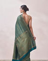 Mohey Women Teal Blue Patterned Saree
