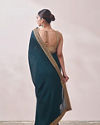 Dark Green Saree with Contrast Border image number 2