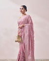 Light Pink Embroidered Saree image number 3
