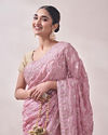 Light Pink Embroidered Saree image number 1