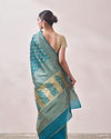 alt message - Mohey Women Turquoise Blue Zari Weaved Saree image number 2