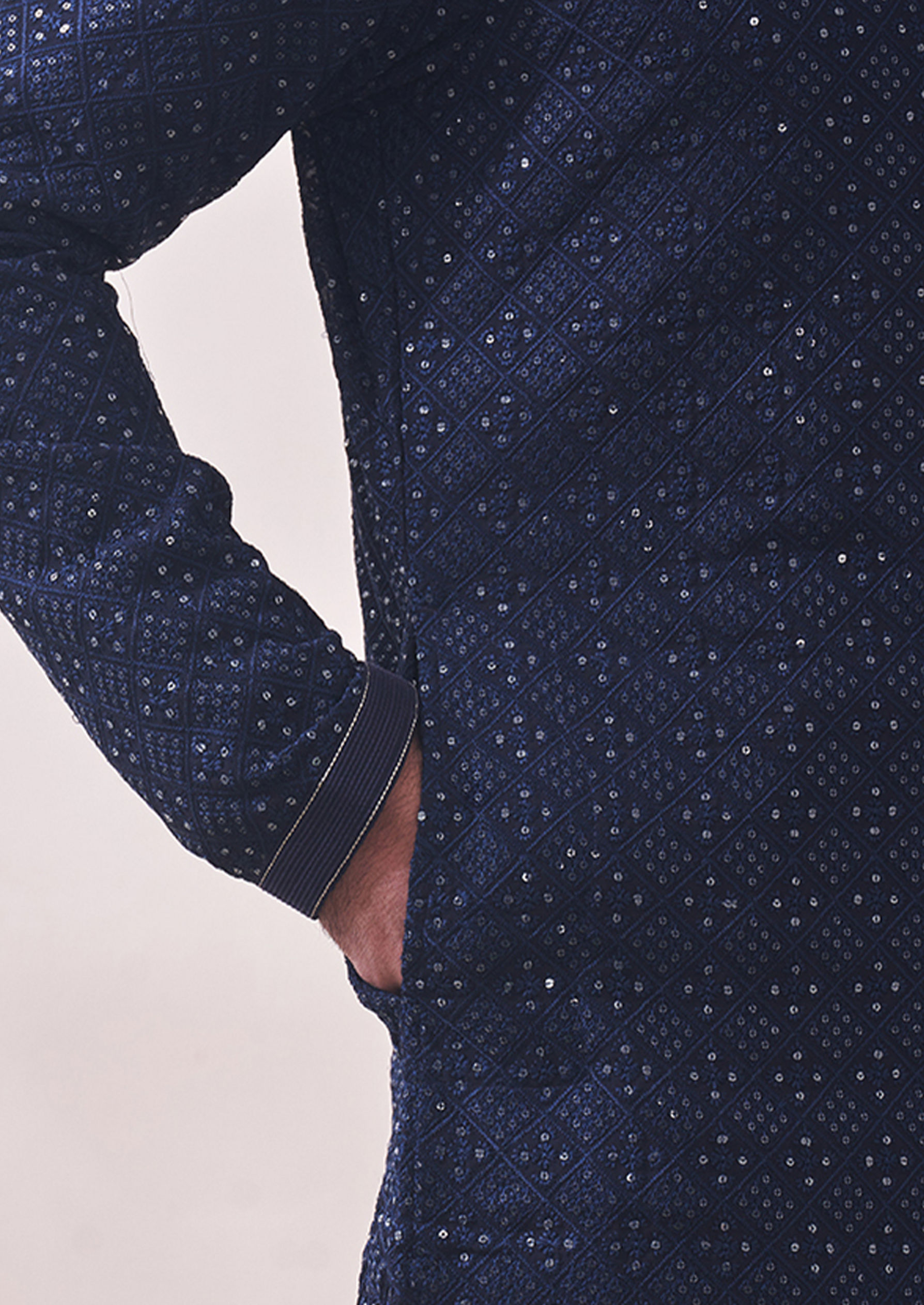 Twamev Men Twilight Blue Chikankari Kurta Set