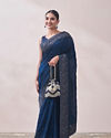 alt message - Mohey Women Sapphire Blue Paisley Design Saree image number 0