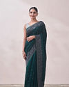 Emerald Green Paisley Design Saree image number 0