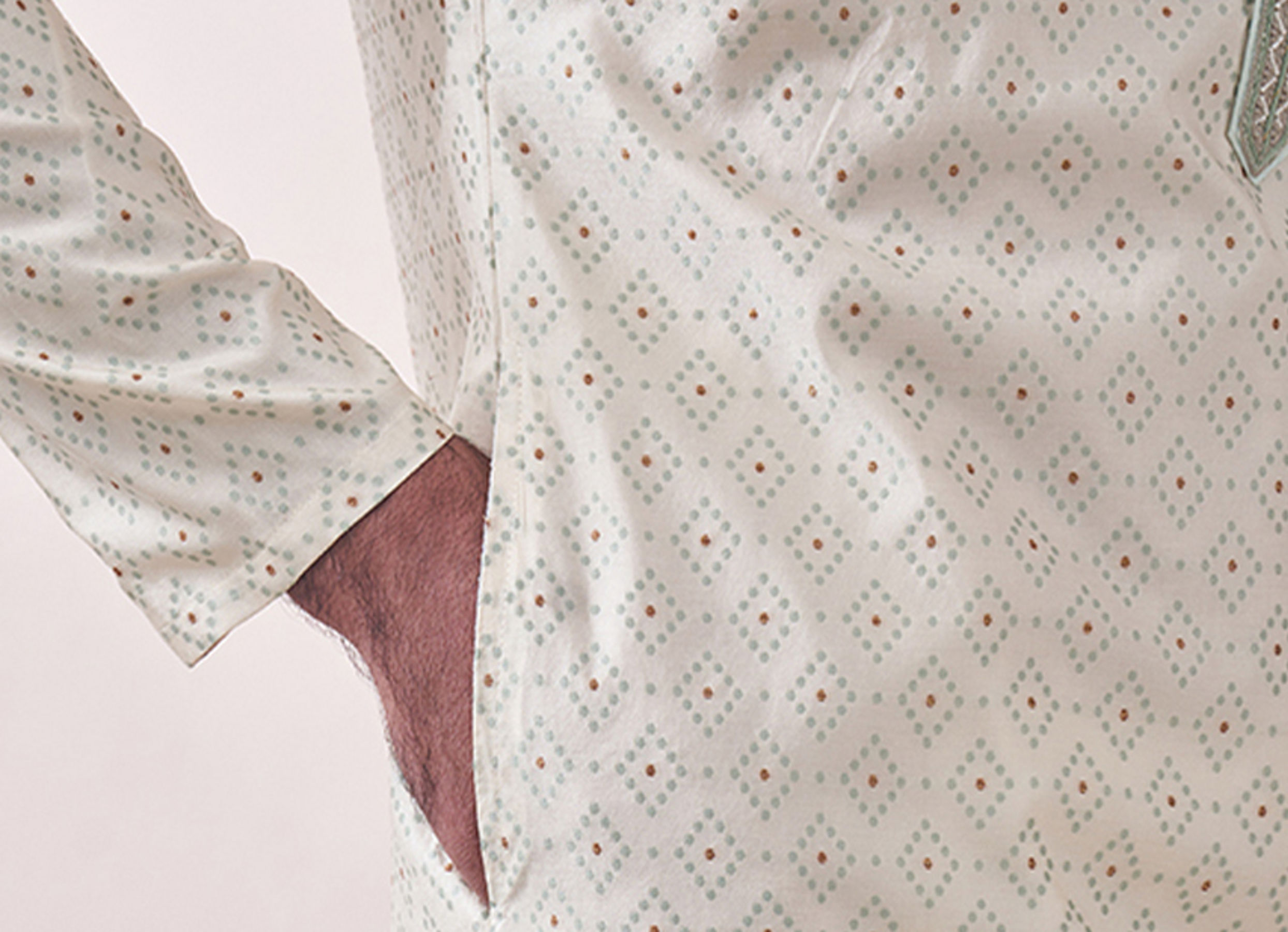 Twamev Men Minimal Cream Jacquard Kurta Set