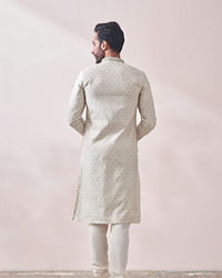 Twamev Men Minimal Cream Jacquard Kurta Set