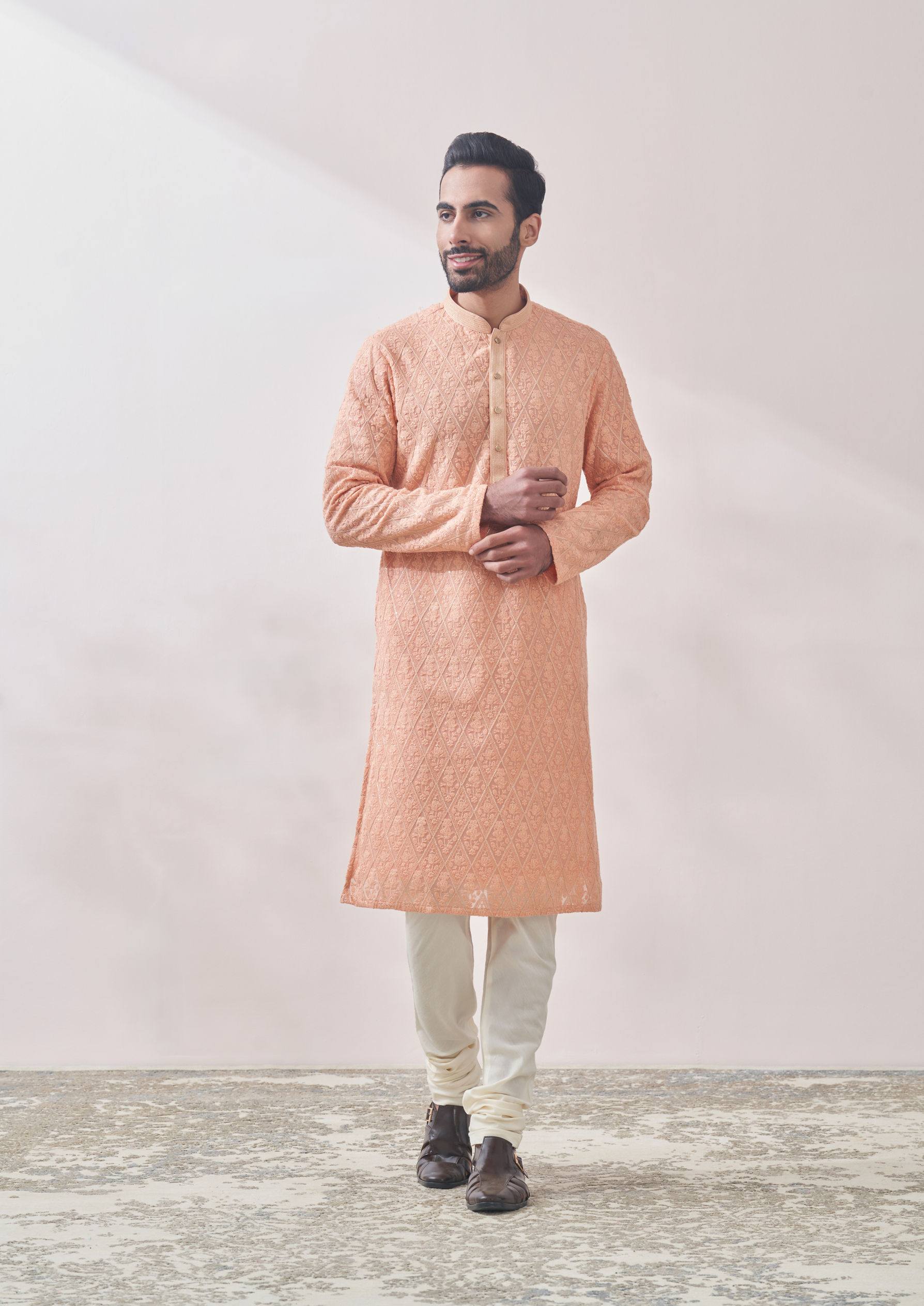 Twamev Men Classy Gajaree Chikankari Kurta Set