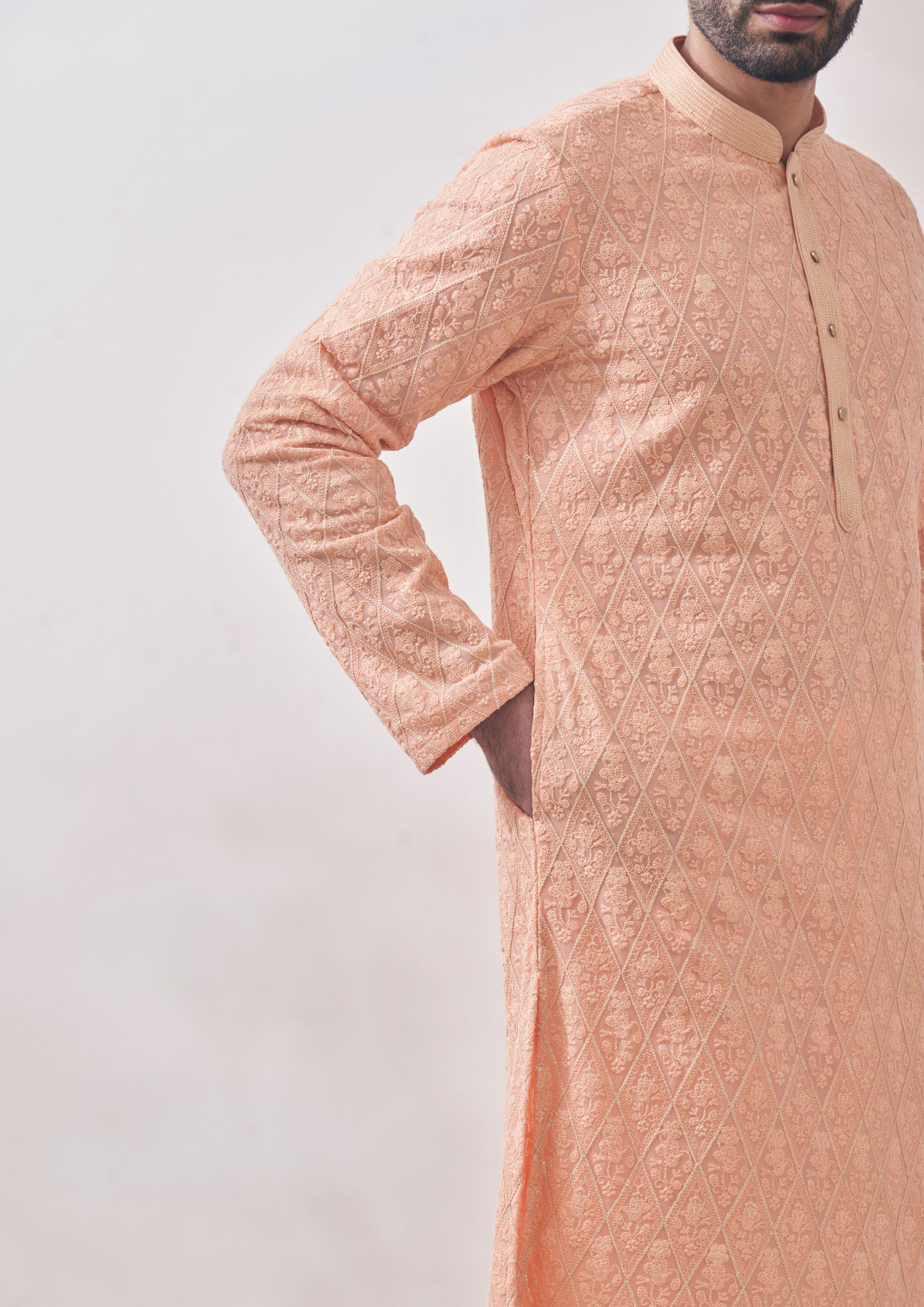 Twamev Men Classy Gajaree Chikankari Kurta Set