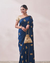 Mohey Women Teal Blue Patterned Saree