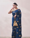 Mohey Women Teal Blue Patterned Saree image number 3