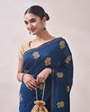 Mohey Women Teal Blue Patterned Saree image number 1