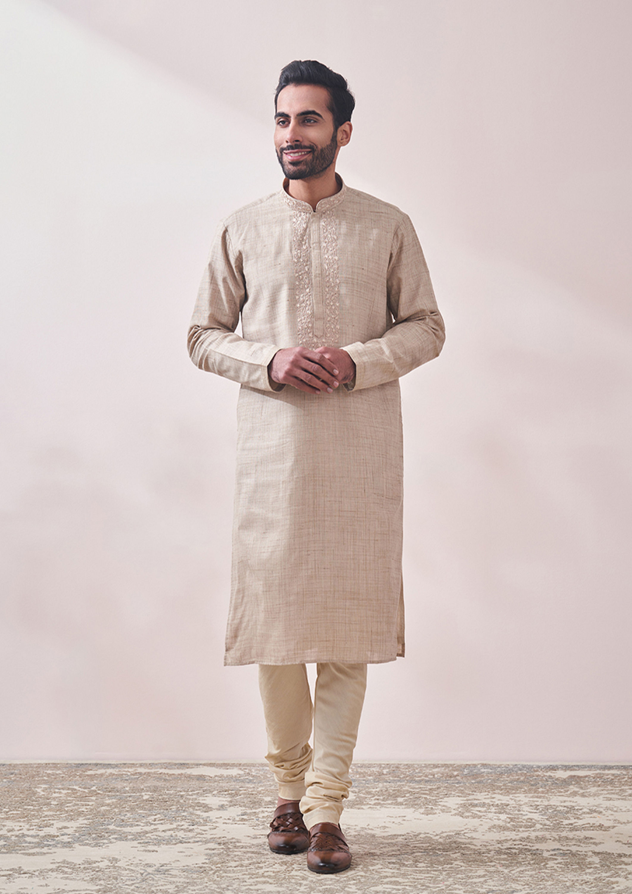 Twamev Men Classy Off White Kurta Set