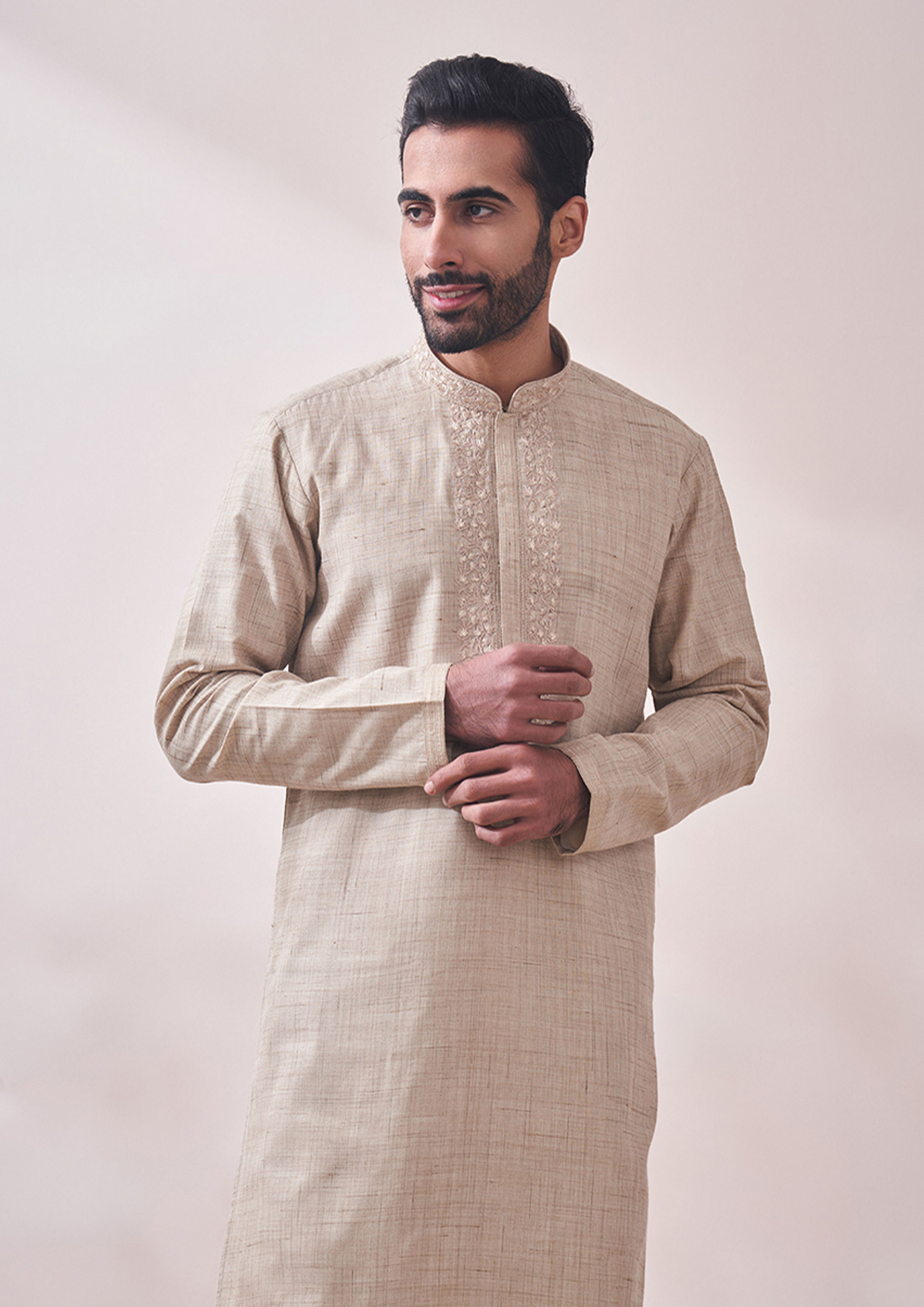 Twamev Men Classy Off White Kurta Set