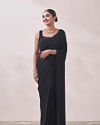 alt message - Mohey Women Black Self Design Saree image number 0