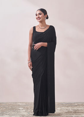 Mohey Women Black Self Design Saree