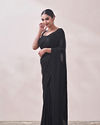 alt message - Mohey Women Black Self Design Saree image number 3