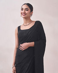 Mohey Women Black Self Design Saree