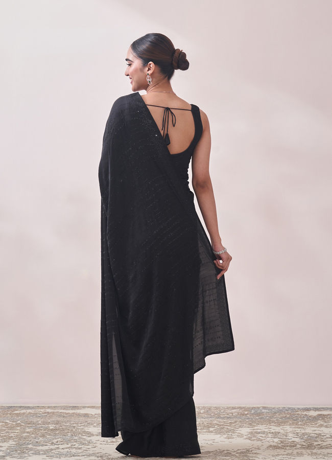 Mohey Women Black Self Design Saree