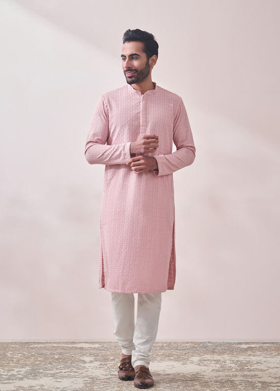 Manyavar Men Rani Pink Kurta Set