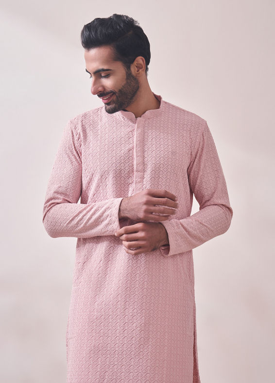 Manyavar Men Rani Pink Kurta Set