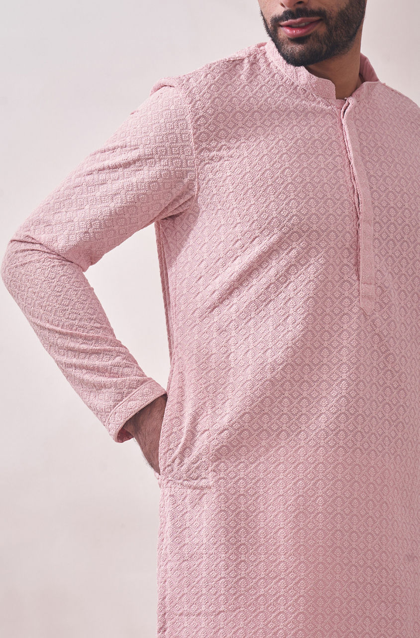 Manyavar Men Rani Pink Kurta Set