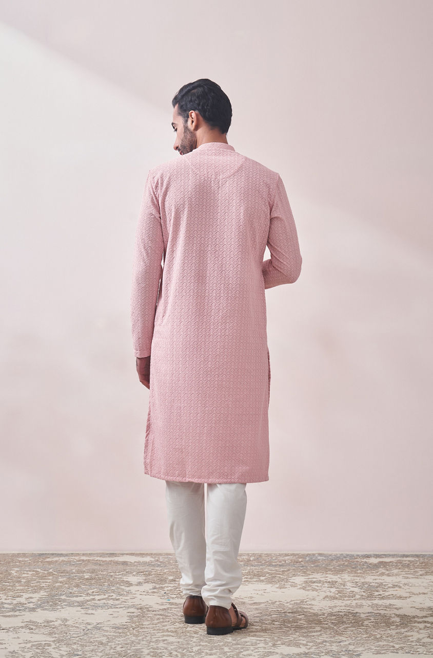 Manyavar Men Rani Pink Kurta Set
