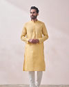 alt message - Manyavar Men Classy Yellow Kurta Set image number 1