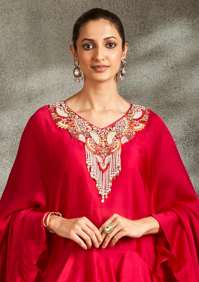 Twamev Women Ravishing Pink Satin Indo Western