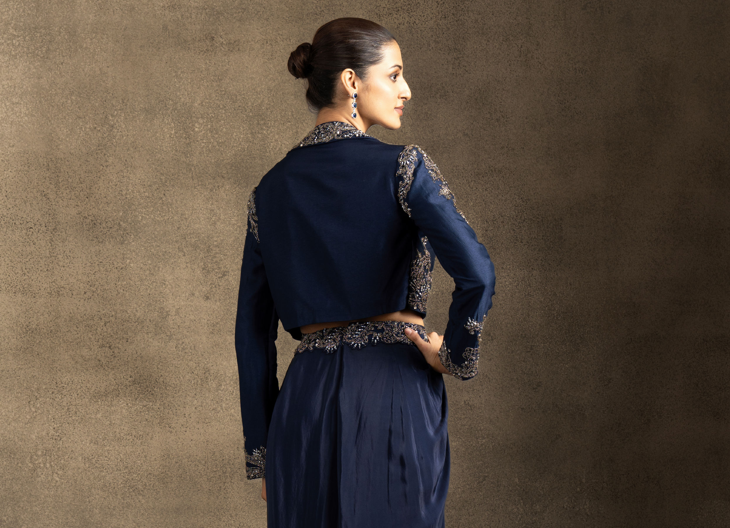 Twamev Women Vintage Indigo Blue Ensemble Indo Western