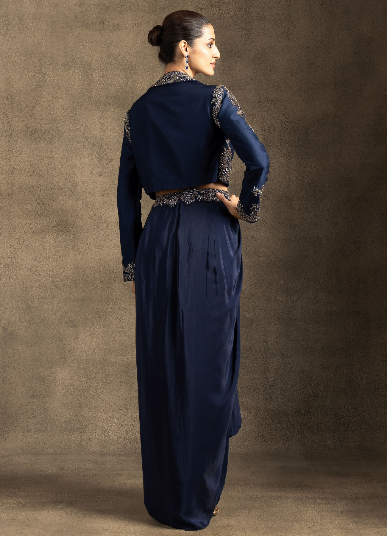 Twamev Women Vintage Indigo Blue Ensemble Indo Western