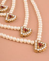 Manyavar Men Red Stone and Pearl Layered Mala