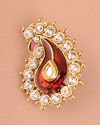 alt message - Manyavar Men Ruby Red Stone Embedded Paisley Brooch image number 0