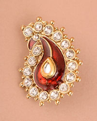 Manyavar Men Ruby Red Stone Embedded Paisley Brooch