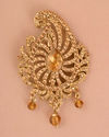 Manyavar Men Amber Yellow Stone Embedded Paisely Brooch