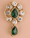 alt message - Manyavar Men Emerald Green Stone Embedded Drop Shaped Brooch image number 0