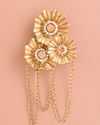 Manyavar Men Golden Stone Studded Floral Trio Chain Brooch
