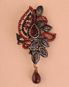 alt message - Manyavar Men Ruby Red Stone Embedded Petal Shaped Brooch image number 0