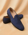 Manyavar Men Royal Blue Self Embroidered Loafer Style Juti image number 1