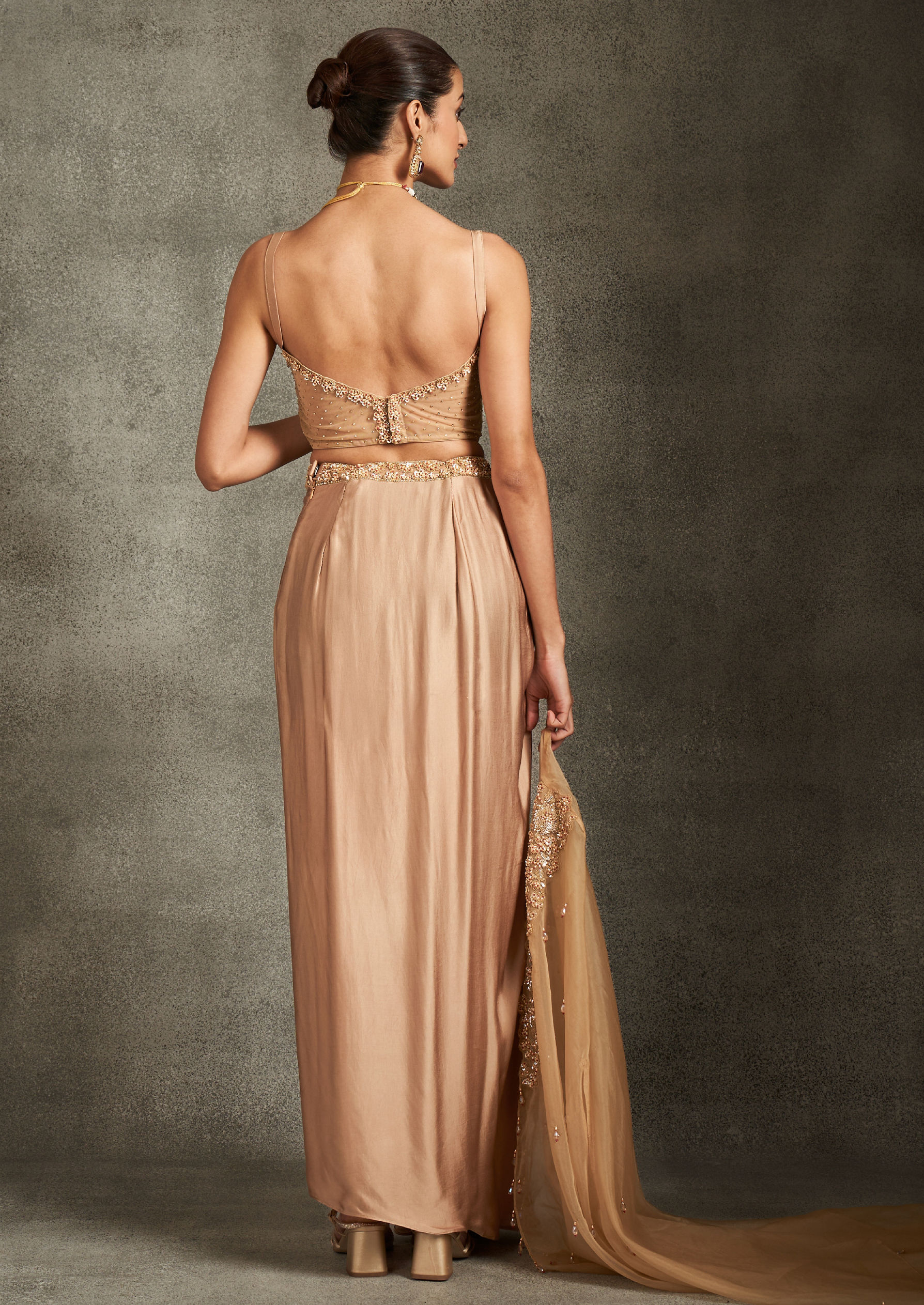 Twamev Women Beige Glamorous Indo Western Ensemble