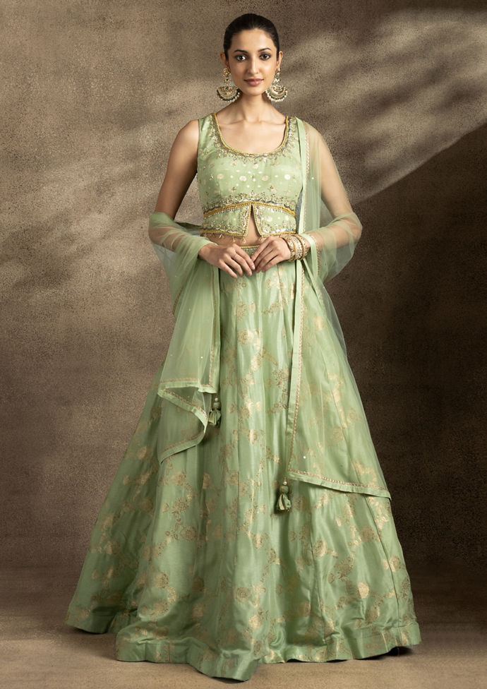 Twamev Women Emerald Elegance Lehenga