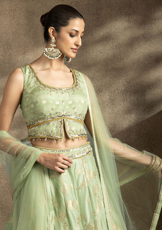 Twamev Women Emerald Elegance Lehenga