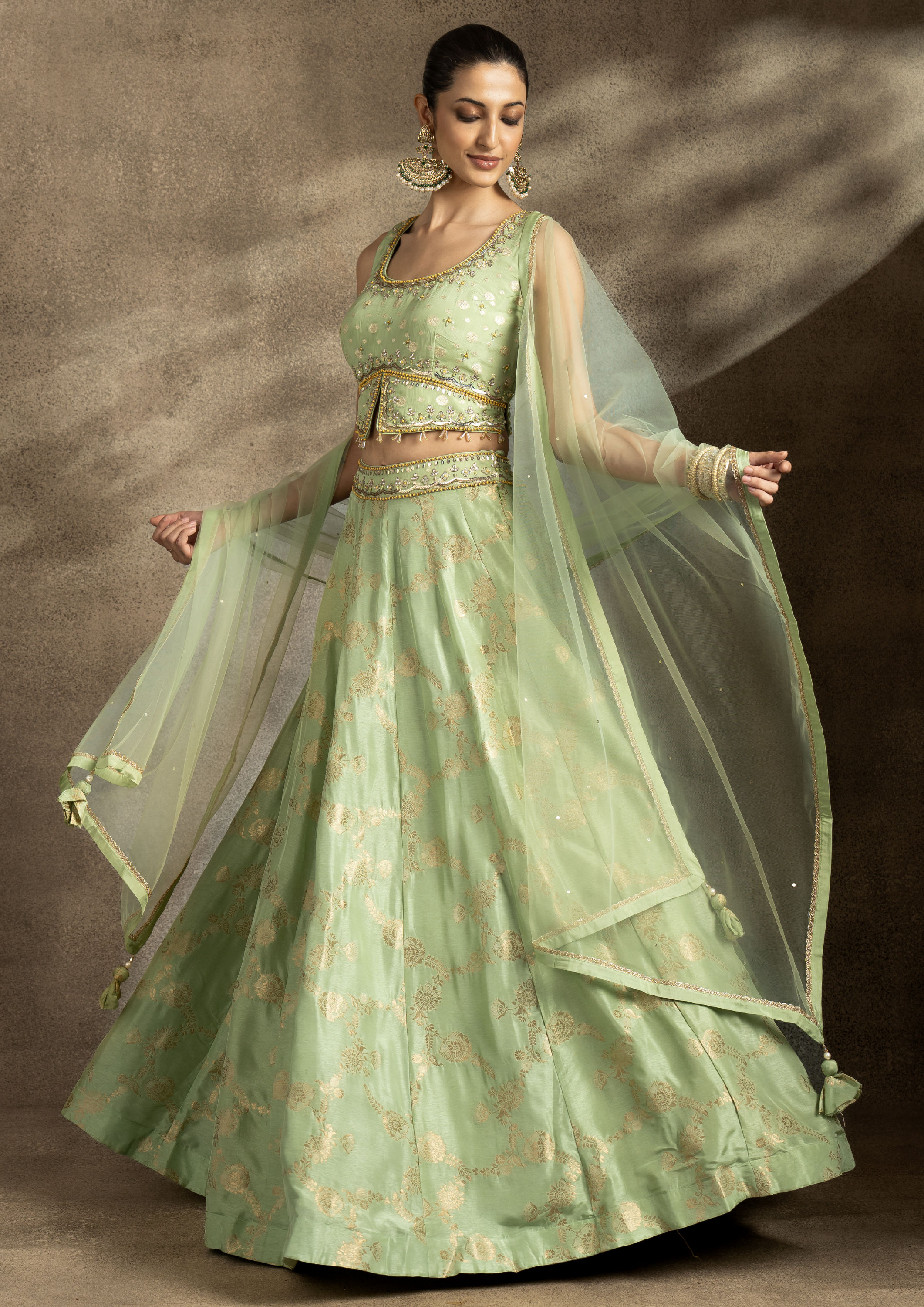 Twamev Women Emerald Elegance Lehenga