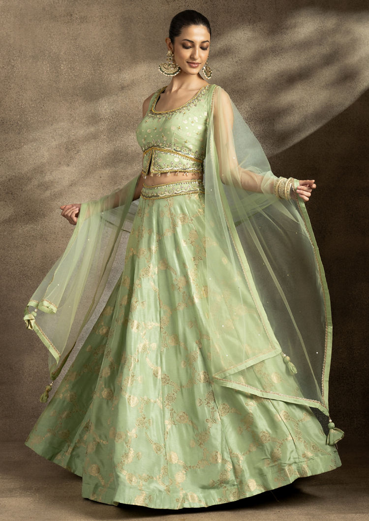 Twamev Women Emerald Elegance Lehenga